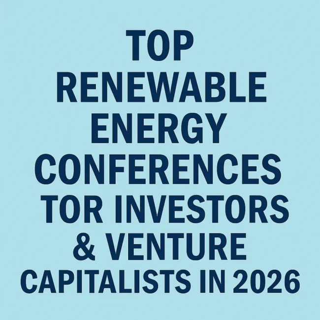 Top Renewable Energy Conferences for Investors & Venture Capitalists in 2026